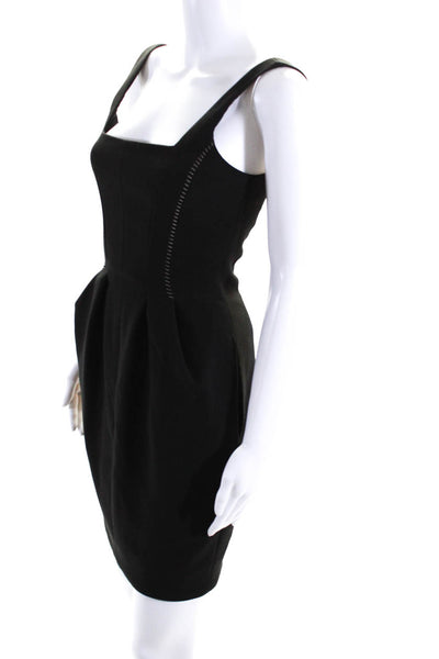 L Agence Womens Back Zip Sleeveless Square Neck Shift Dress Black Size 2