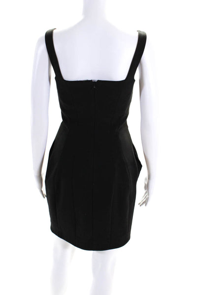 L Agence Womens Back Zip Sleeveless Square Neck Shift Dress Black Size 2