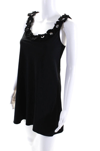 Karla Colletto Womens Sleeveless Scoop Neck Shift Dress Black Size Medium