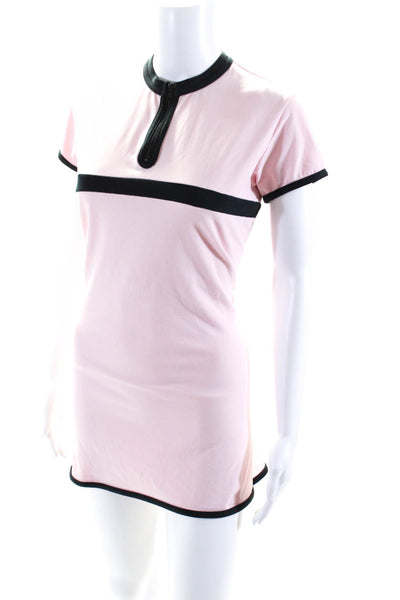 Karla Colletto Womens Short Sleeve Crew Neck Mini Shirt Dress Pink Size Small