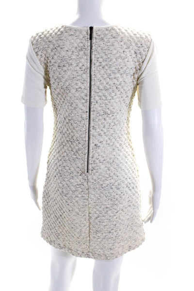Tart Womens Back Zip Short Sleeve Crew Neck Knit Dress White Gray Size XS