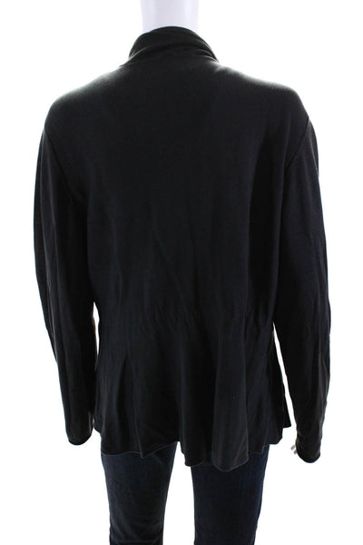 Eileen Fisher Womens Silk Blend Knit Open Front Cardigan Sweater Gray Size XL