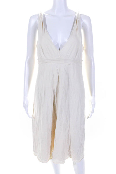 Velvet by Graham & Spencer Womens Cotton V neck Shift Dress Beige Size L