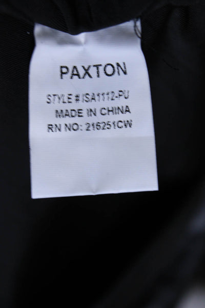 Paxton Women V Neck Sleeveless Faux Leather Halter Midi Sheath Dress Black Small
