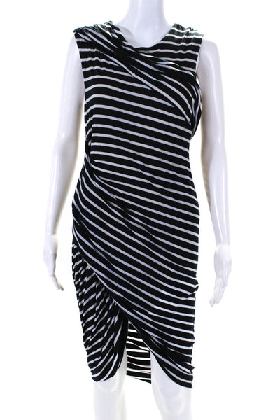 Bailey 44 Womens Striped Sleeveless Ruched Maxi Dress Black Grey Size Large