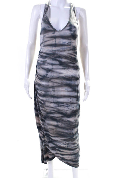 River + Sky Womens Tie Dye Print Sleeveless V Neck Maxi Dress Blue Size Medium
