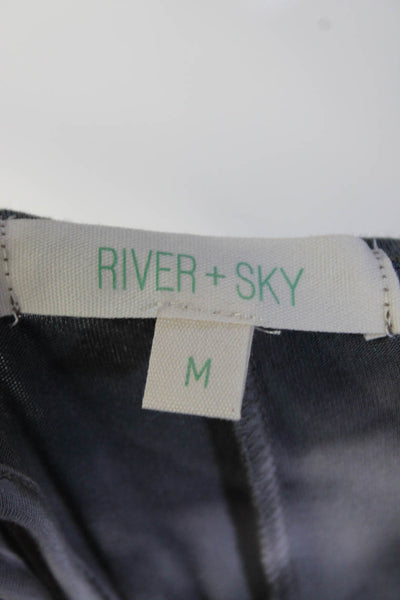 River + Sky Womens Tie Dye Print Sleeveless V Neck Maxi Dress Blue Size Medium