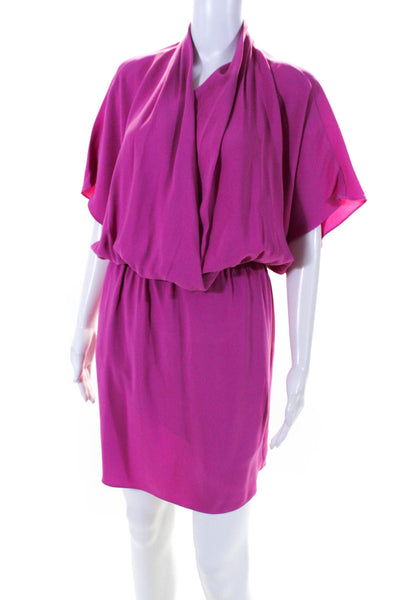 Trina Turk Womens V Neck Batwing Short Sleeves Mini Dress Pink Size Small