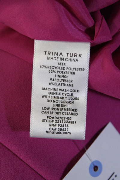 Trina Turk Womens V Neck Batwing Short Sleeves Mini Dress Pink Size Small