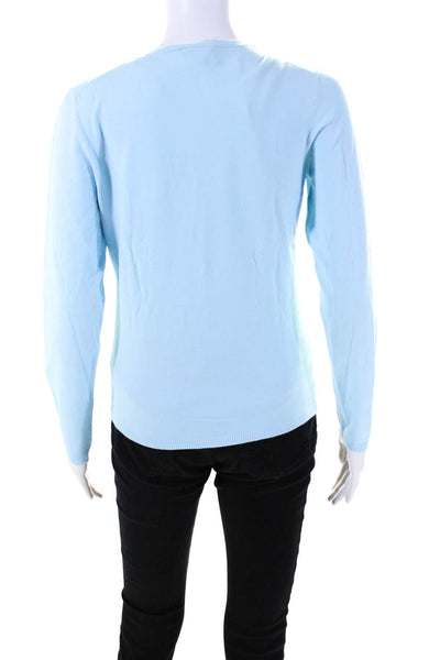 Theory Womens Long Sleeve V Neck Knit Sweatshirt Blue Size Medium