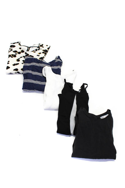 Zara Womens Printed Lightweight Tops Black Blue White Size Small Medium Lot 5