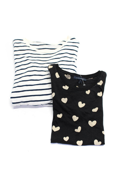 J Crew French Connection Womens Striped Heart Tee Shirts Medium Large Lot 2