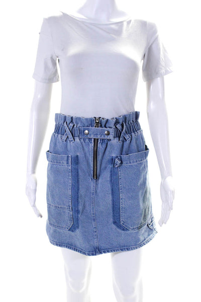 Sea New York Womens Two Tone Blue Knee Length Zip Front Denim Skirt Size 6