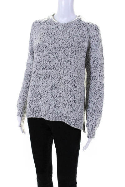 Theory Womens Wool Spotted Print Textured Knit Long Sleeve Sweater Gray Size M