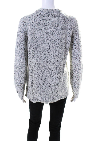 Theory Womens Wool Spotted Print Textured Knit Long Sleeve Sweater Gray Size M