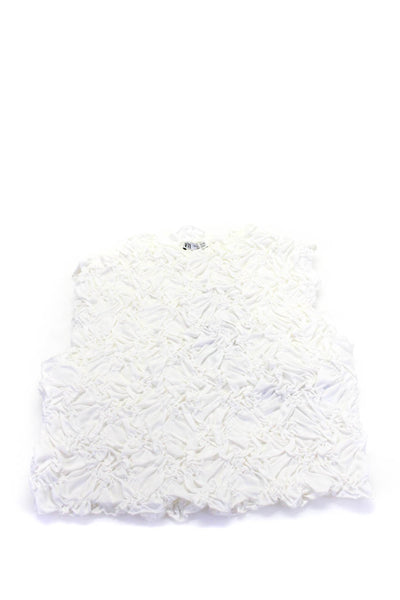 Zara Women's Round Neck Sleeveless Smocked Cropped Top White Size S Lot 2