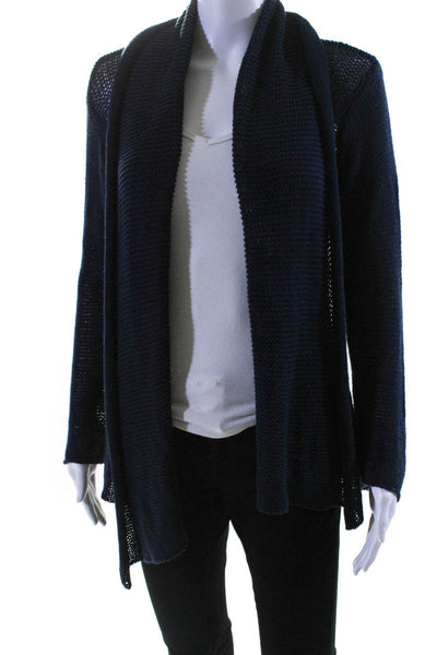 Wooden Ships Womens Cotton Blend Open Front Cardigan Sweater Navy Size S/M