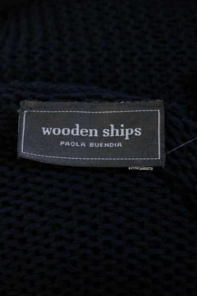 Wooden Ships Womens Cotton Blend Open Front Cardigan Sweater Navy Size S/M