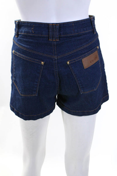 Amapo Jeans Womens High Waist Denim Zipper Fly Shorts Blue Size IT 40