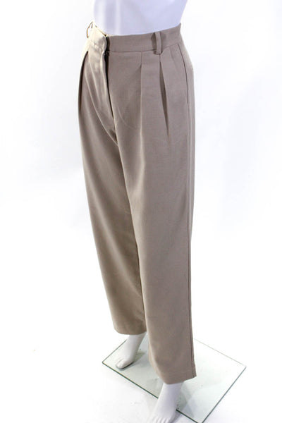 Sylc Womens Mid Rise Pleated Woven Straight Leg Dress Pants Beige Size XS