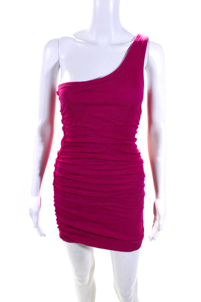 L Space Womens Ribbed Jersey One Shoulder Mini Sheath Dress Pink Size Small
