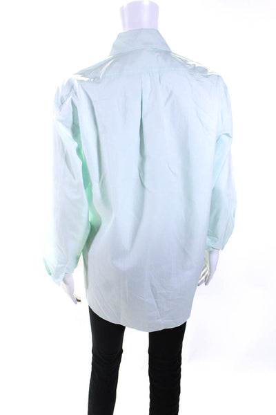 In Dress Women's Long Sleeves Collared Button Down Shirt Green Size M