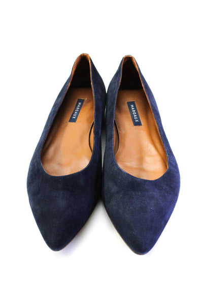Margaux Women's Pointed Toe Suede Leather Ballet Flat Shoe Navy Blue S ...