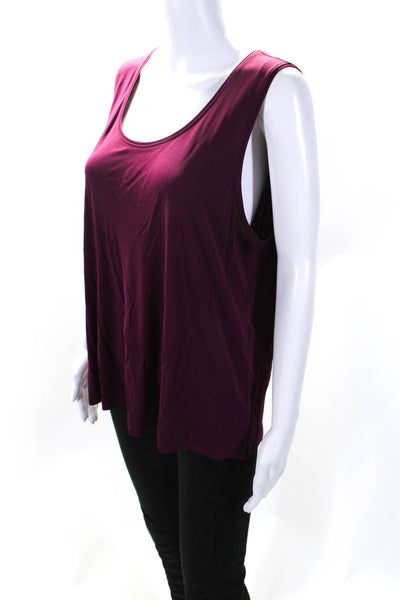 Eileen Fisher Women's Scoop Neck Sleeveless Tank Top Burgundy Size L