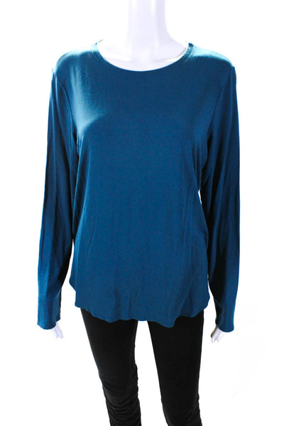 Eileen Fisher Women's Round Neck Long Sleeves Basic Blouse Teal Size L