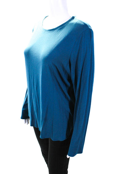 Eileen Fisher Women's Round Neck Long Sleeves Basic Blouse Teal Size L