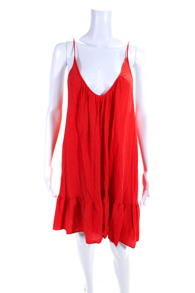 9seed Womens Crepe Spaghetti Strap V-Neck Ruffled Drop Waist Dress Red Size OS