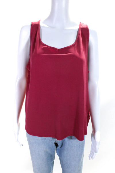 Eileen Fisher Women's Scoop Neck Sleeveless Tank Top Blouse Red Size XL