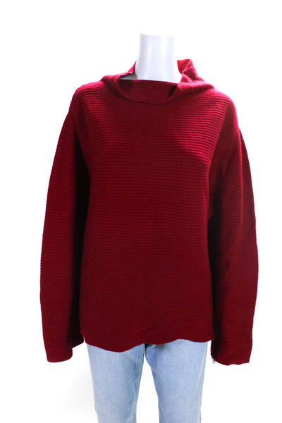 Eileen Fisher Women's Turtleneck Long Sleeves Ribbed Sweater Red Size XL