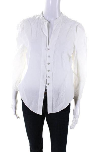 Intermix Womens Long Sleeves Button Down Shirt White Cotton Size Small