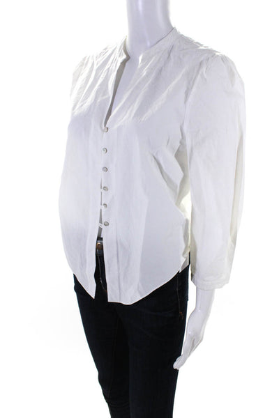 Intermix Womens Long Sleeves Button Down Shirt White Cotton Size Small
