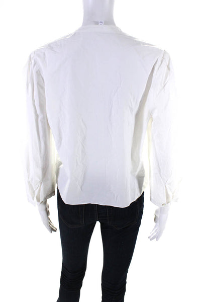 Intermix Womens Long Sleeves Button Down Shirt White Cotton Size Small