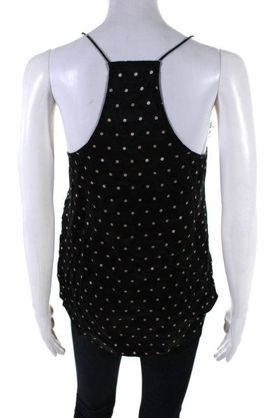 Cami NYC Womens Silk Polka Dot V Neck Tank Top Black Beige Size Small