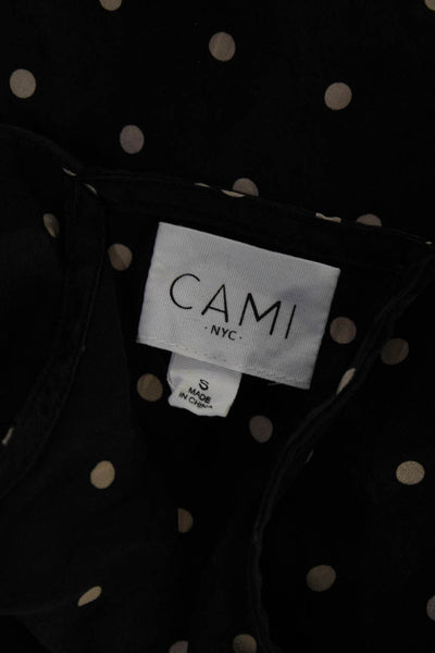 Cami NYC Womens Silk Polka Dot V Neck Tank Top Black Beige Size Small