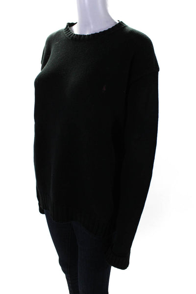 Polo Ralph Lauren Womens Cotton Knit Crew Neck Pullover Sweater Top Black Size M