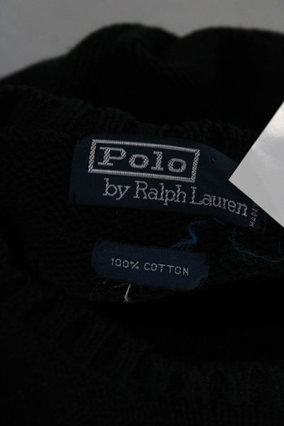 Polo Ralph Lauren Womens Cotton Knit Crew Neck Pullover Sweater Top Black Size M