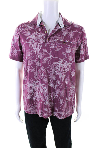 Ted Baker London Mens Cotton Short Sleeve Graphic Print Shirt Pink Size S