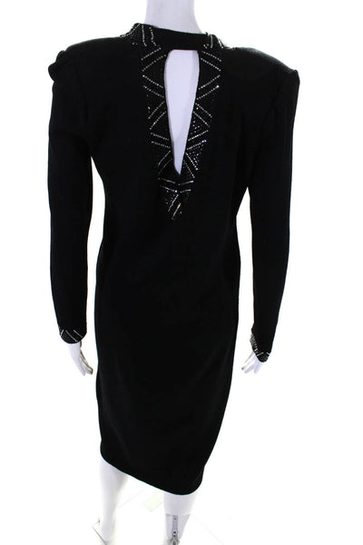 St. John By Marie Gray Womens Studded V-Neck Cut Out Back Dress Black Size 6