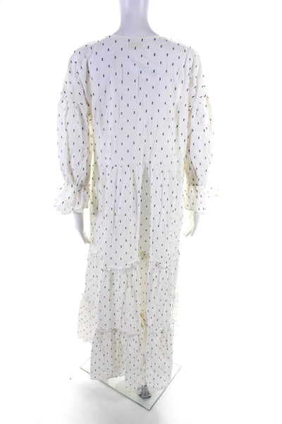 Vita Grace Womens Fil Coupe Tiered Midi A Line Popover Dress White Size Medium