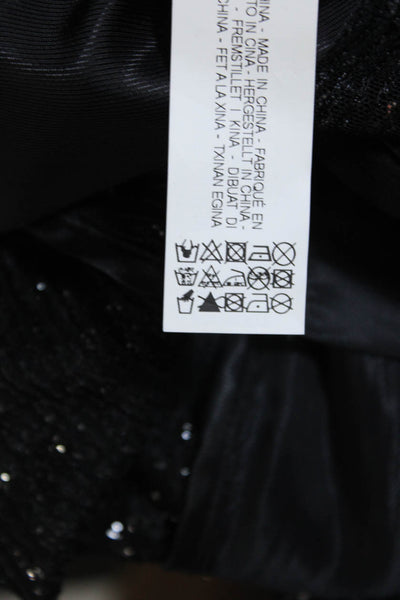 Zara Womens Sequin High Rise Straight Leg Cuffed Trousers Black Size M