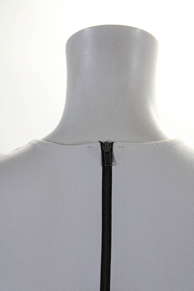 Mason Womens Leather Animal Print Back Zipped Peplum Hem Blouse White Size 0