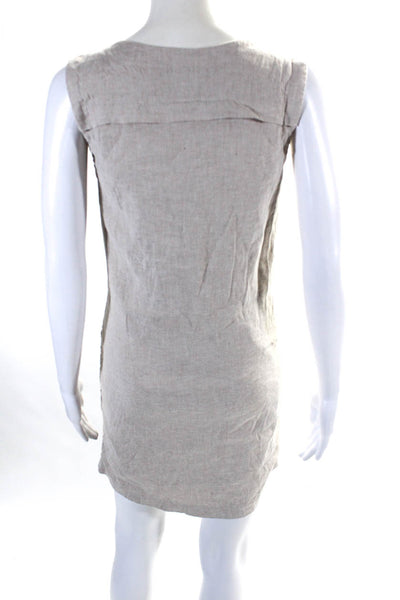 Theory Womens Sleeveless Round Neck Pocket Short Tank Dress Beige Tan Size 2