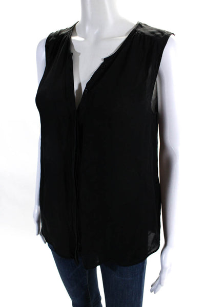 Joie Womens Silk Chiffon Sleeveless Button Down Blouse Tank Top Black Size S