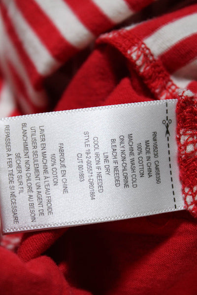 Current/Elliott Womens Cotton Striped Print Mini T-Shirt Dress Red Ivory Size 2