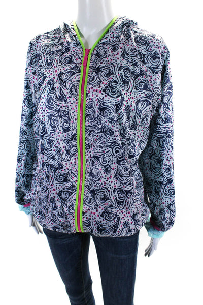Lily Pulitzer Womens Abstract Hooded Zip Lightweight Jacket Multicolor Size M