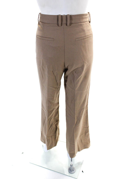 Theory Womens High Rise Flat Front Straight Leg Pants Brown Size 4